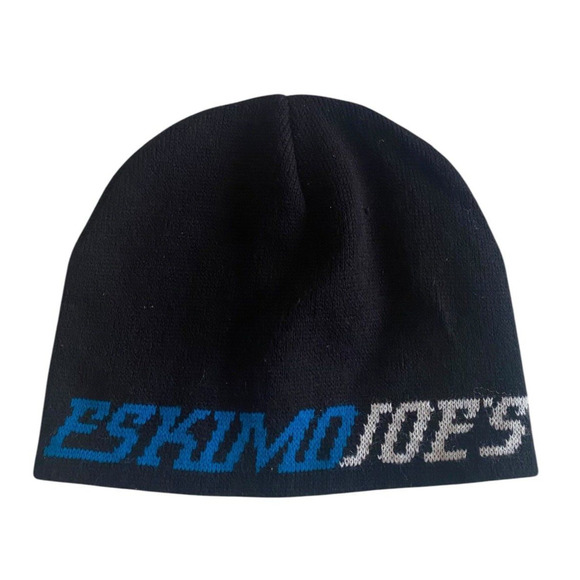 Eskimo Joes Hat Knit Cap Beanie Winter Black Spell Out Y2K Skater Street Wear - Picture 1 of 7